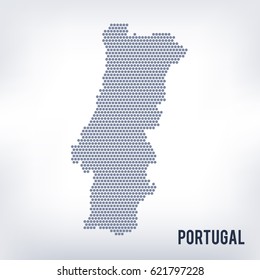 Vector hexagon map of Portugal on a gray background
