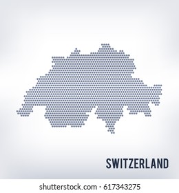Vector hexagon map of Switzerland on a gray background