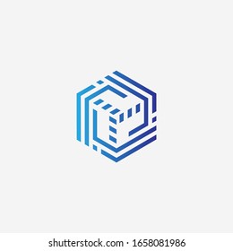 Design-Design-Vorlage für das Logo der Vektorillustration-Hexagon-Umriss-Technologie