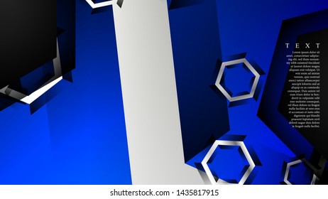 Vector hexagon overlaps and blue color for background, space for text