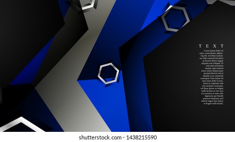 Vector hexagon overlaps and blue color for background, space for text