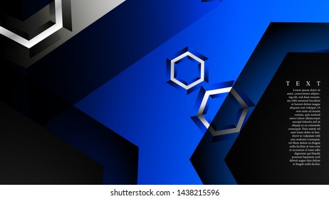 Vector hexagon overlaps and blue color for background, space for text