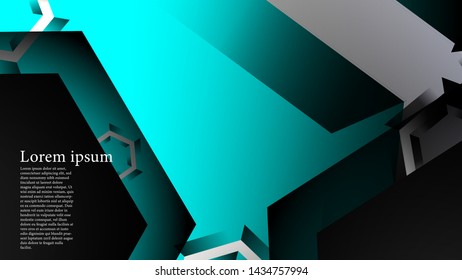 Vector hexagon overlaps and light blue color for background, space for text