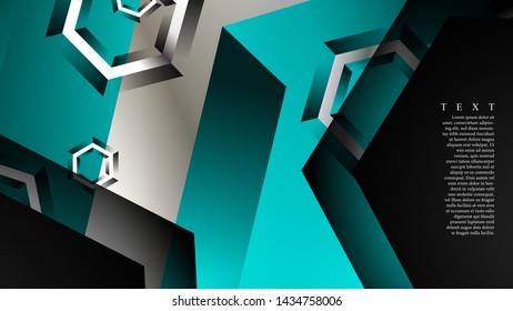 Vector hexagon overlaps and light blue color for background, space for text