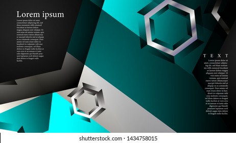 Vector hexagon overlaps and light blue color for background, space for text