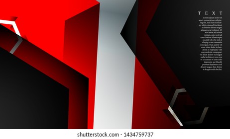 Vector hexagon overlaps and red color for background, space for text