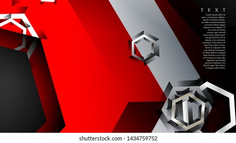 Vector hexagon overlaps and red color for background, space for text
