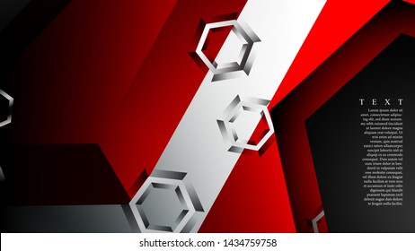 Vector hexagon overlaps and red color for background, space for text