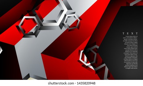 Vector hexagon overlaps and red color for background, space for text