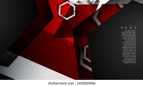 Vector hexagon overlaps and red color for background, space for text