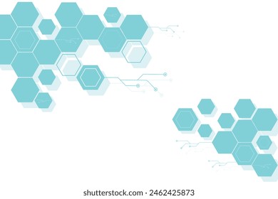 Vector Hexágono Patrón Marco Abstractas Fondo. Ciencia Tecnológica Hexagonal Patrón en Estilo Minimalista. Fondo En Blanco Transparente Con Textura Sutil. Diseño de texturas de nubes de datos y circuitos.