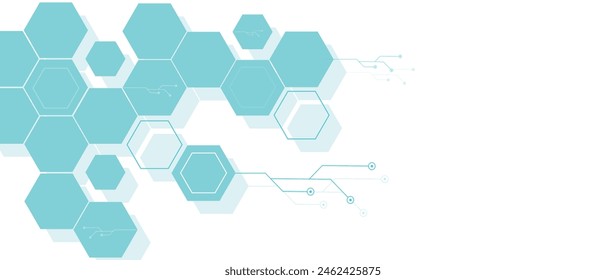 Vector Hexagon Pattern Abstract Frame Background. Science Technologic Hexagonal Pattern in Minimalist Style. Clear Blank Subtle Textured Backdrop. Data Clouds and Circuits Texture Design.