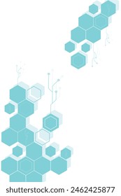 Vector Hexagon Pattern Abstract Frame Background. Science Technologic Hexagonal Pattern in Minimalist Style. Clear Blank Subtle Textured Backdrop. Data Clouds and Circuits Texture Design.