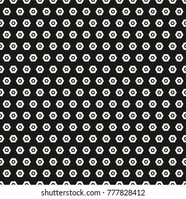 Vector hexagon pattern. Abstract geometric minimalist hexagonal seamless texture with tiny perforated hex shapes. Black and white decorative minimal background. Dark monochrome repeat design element