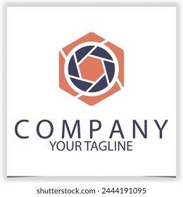 Vector hexagon photography logo template design