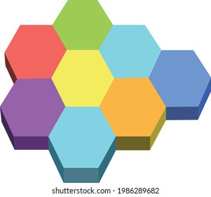 Vector hexagon with prismatic colors