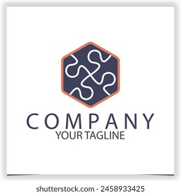 Vector hexagon puzzle logo design template