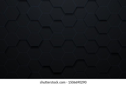 vector hexagon with shadow and blue line black background,grunge surface-illustration,abstract pattern