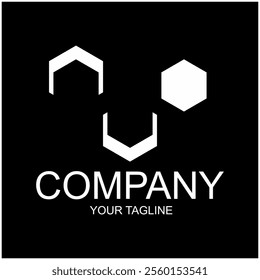 Vector hexagon shape resembles smile emoticon, logo design, modern icon.