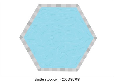 vector hexagon shaped pool with dark stone edge pool