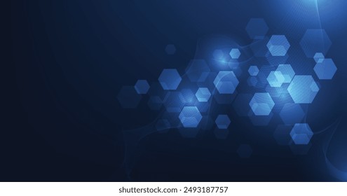 Vector hexagon technology background. Abstract hexagons background with lines and dots. Design for science, medicine, or technology.	