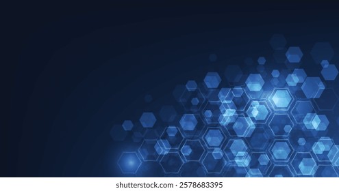 Vector hexagon technology background. Abstract hexagons background with lines and dots. Design for science, medicine, or technology.	