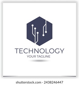 Plantilla de logotipo de la empresa de tecnología de hexágono vectorial