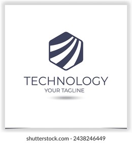 Plantilla de logotipo de la empresa de tecnología de hexágono vectorial