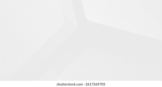Vector hexagon white and gray background with dot white gray wave light technology abstract simple modern