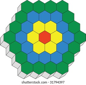 Vector. Hexagonal "3d" pattern in black 02