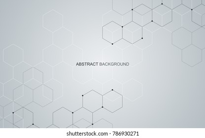 Vector hexagonal background. Digital geometric abstraction with lines and dots. Geometric abstract design