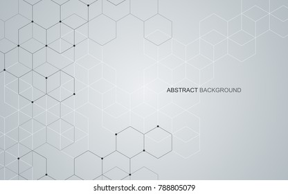 Fundo hexagonal vetorial. Abstração geométrica digital com linhas e pontos. Design abstrato geométrico