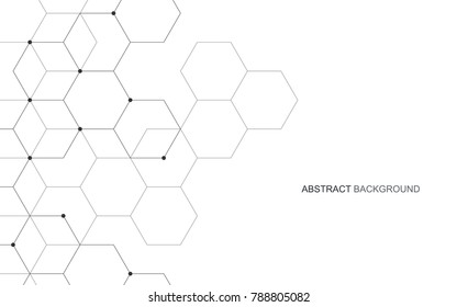 Vector hexagonal background. Digital geometric abstraction with lines and dots. Geometric abstract design