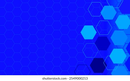 Patrón futurista hexagonal de Vector sobre fondo azul. Fondo abstracto techno con Elementos hexagonales simples. Diseño de panal para Sitio web, interfaz de usuario, App, software, etc. Formas geométricas hexagonales	
