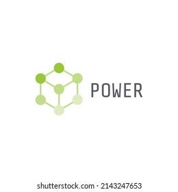 Vector Hexagonal Power Grid, Green Logo.