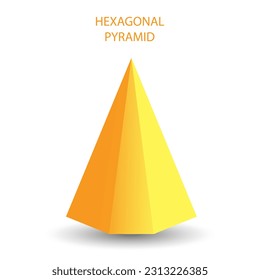 Vector hexagonal pyramid with gradients and shadow for game, icon, package design, logo, mobile, ui, web, education. 3d hexagon on a white background. Geometric figures for your design.