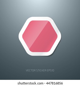 Vector hexagonal sticker banner. Glossy paper badge