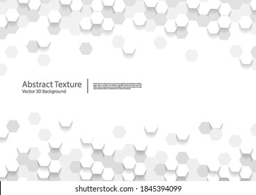 Vector hexagonal white abstract background, 3d hexagons texture design
