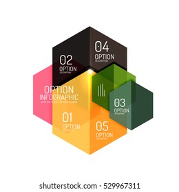 Plantillas de diagrama de infografía de hexagones vectoriales