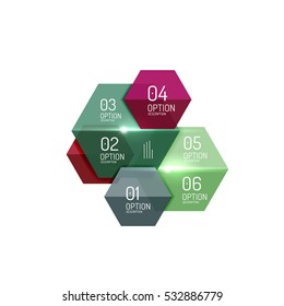 Plantillas de diagrama de infografía de hexagones vectoriales