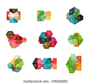 Plantillas de diagrama de infografía de hexagones vectoriales