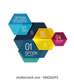 Plantillas de diagrama de infografía de hexagones vectoriales