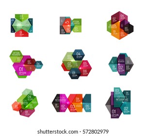 Modelos de diagramas infográficos de hexagona vetorial