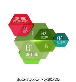 Plantillas de diagrama de infografía de hexagones vectoriales