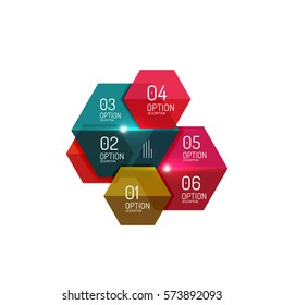 Plantillas de diagrama de infografía de hexagones vectoriales