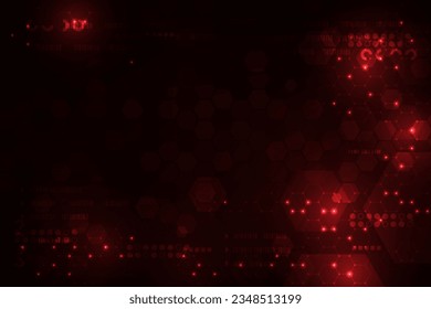 Vector hexagons abstract technology red background