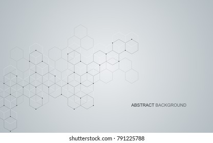 Vector hexagons background. Digital geometric abstraction with lines and dots. Geometric abstract design