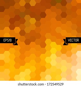 Vector hexagons background, Orange geometric pattern, Graphic or website layout, Abstract vector with colorful hexagonal honey combs