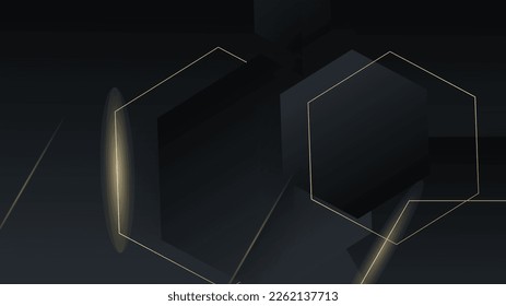 Vector hexagons black gold background