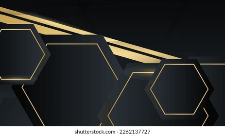 Fondo de oro negro hexagonal